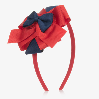 Miranda Kids' Girls Red & Navy Blue Bow Hairband