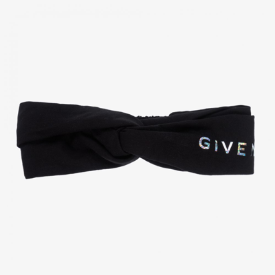 Givenchy Girls Black Logo Knot Headband