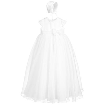 Sarah Louise Babies' Girls White Chiffon Ceremony Gown