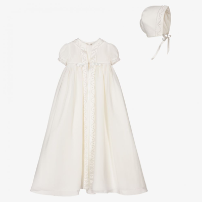 Sarah Louise Babies' Girls Ivory Satin Ceremony Gown Set