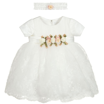 Romano Princess Baby Girls Ivory Dress & Hairband