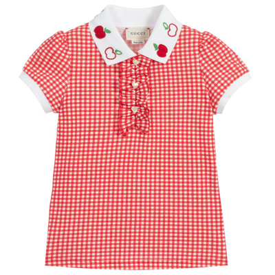 Gucci Girls Teen Red Check Polo Shirt