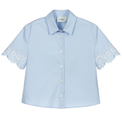 Fendi Kids' Girls Blue Ff Logo Blouse