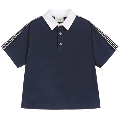 Fendi Kids' Boys Blue Piqué Ff Polo Shirt