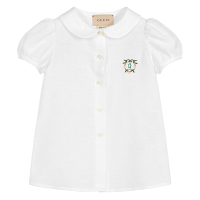 Gucci Babies' Girls White Cotton Gg Blouse