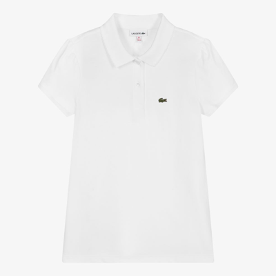 Lacoste Kids' Toddler And Little Girls Short Sleeve Polo Shirt In White