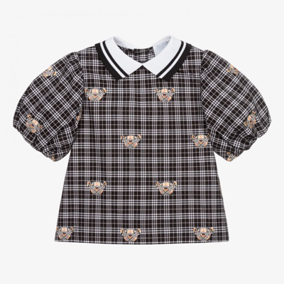 Burberry Babies' Girls Black & White Checked Blouse