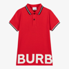 BURBERRY BOYS TEEN RED COTTON POLO SHIRT