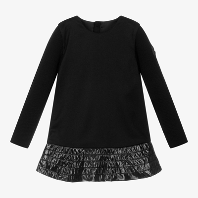 Moncler Kids' Girls Black Dress With Laqué Skirt