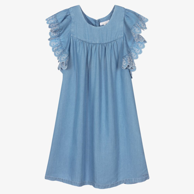 Chloé Teen Girls Blue Chambray Dress