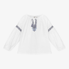 IL GUFO GIRLS WHITE COTTON BLOUSE