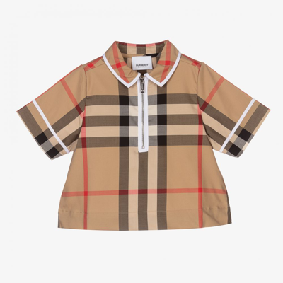 Burberry Kids' Girls Beige Oversized Checked Blouse