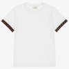 FENDI TEEN WHITE FF LOGO T-SHIRT