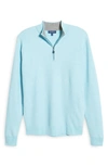 Peter Millar Victory Crown Quarter Zip Cashmere Blend Pullover In Blue Fresh