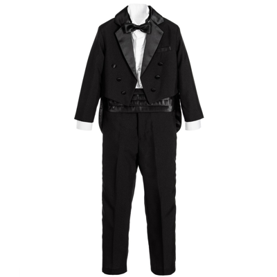 Romano Vianni Kids' Boys 5 Piece Black Tuxedo Suit