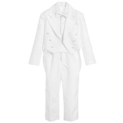 Beau Kid Boys 5 Piece White Tuxedo Suit