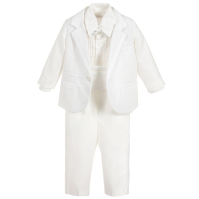 Beau Kid Boys 5 Piece Ivory Tuxedo Suit