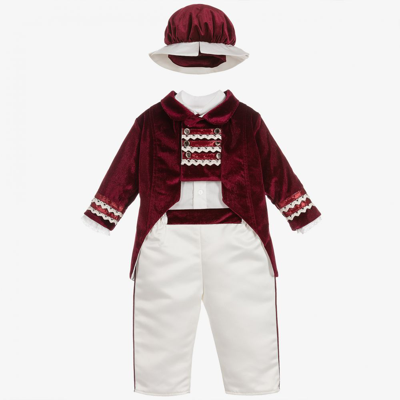 Andreeatex Babies' Boys Red 4 Piece Velvet Suit
