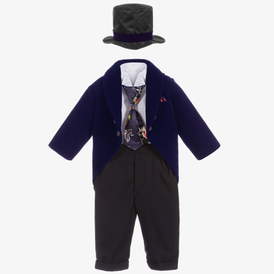 Andreeatex Babies' Boys Blue Velvet 5 Piece Suit