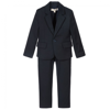 CHILDRENSALON OCCASIONS BOYS BLUE COTTON SINGLE-BREASTED SUIT