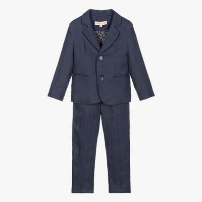 Childrensalon Occasions Kids' Boys Navy Blue Linen Suit