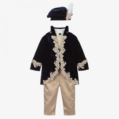 Andreeatex Babies' Boys Blue 5 Piece Velvet Suit