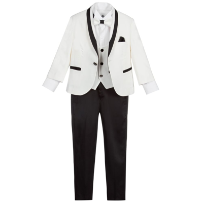Beau Kid Boys Ivory 5 Piece Tuxedo Suit