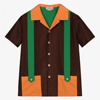 GUCCI TEEN BROWN GG COTTON SHIRT