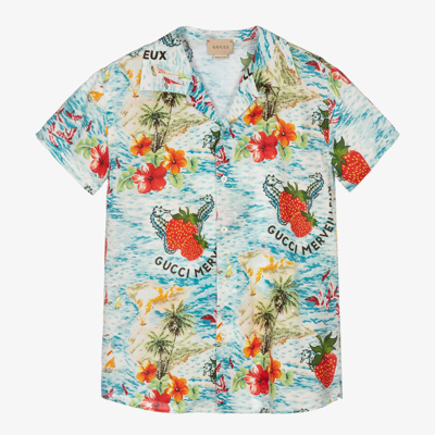 Gucci Strawberry Smoothie-print Shirt In Multi