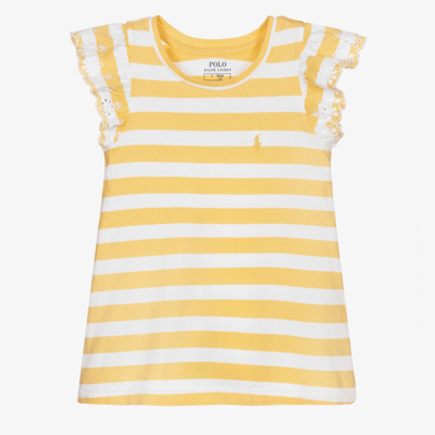 Polo Ralph Lauren Kids' Girls Yellow Striped T-shirt