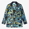 Dolce & Gabbana Boys Teen Blue Silk Marble Shirt In Blue