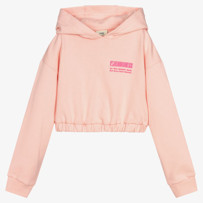 Fendi Teen Girls Pink Cropped Hoodie