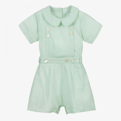 Powell Craft Babies' Green Linen Shorts Set