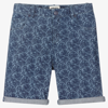 Kenzo Teen Animal-print Denim Shorts In Blue