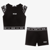 Msgm Girls Teen Black Cotton Shorts Set In Black