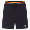 Paul Smith Junior Teen Zebra-patch Drawstring Shorts In Blue