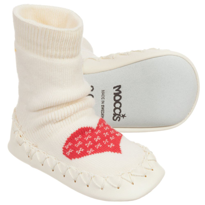 Moccis Kids' Girls Ivory Slipper Socks