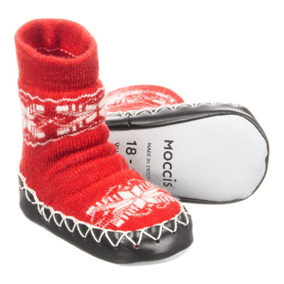 Moccis Babies' Red Wool Slipper Socks