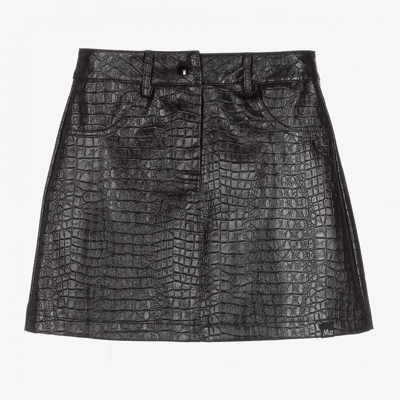 Nik & Nik Kids' Girls Black Mock Croc Skirt