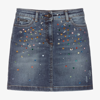 DOLCE & GABBANA GIRLS TEEN BLUE DENIM CRYSTAL SKIRT