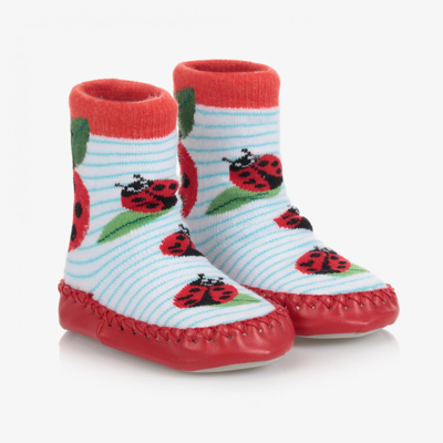 Powell Craft Kids' Girls Red Moccasin Slipper Socks
