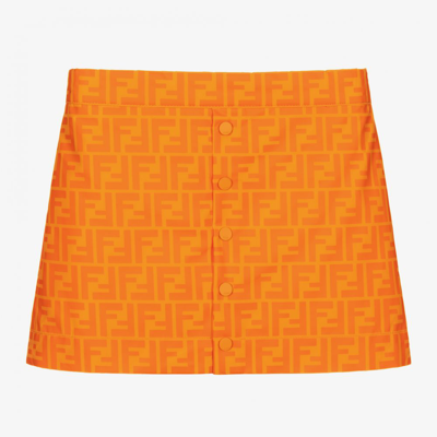 Fendi Teen Girls Orange Ff Skirt
