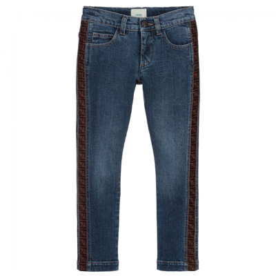 Fendi Kids' Boys Blue Logo Jeans