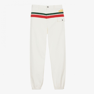 Gucci Boys Teen White Stripe Trousers