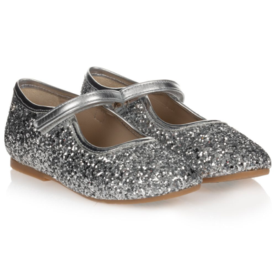 Manuela De Juan Kids'  Girls Silver Glitter Shoes