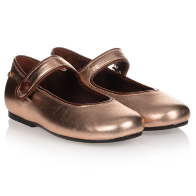 Manuela De Juan Kids'  Girls Rose Gold Leather Pumps In Pink