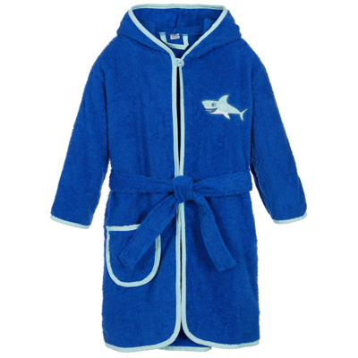 Playshoes Kids' Boys Blue Shark Cotton Dressing Gown