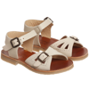 YOUNG SOLES GIRLS IVORY LEATHER BUCKLE SANDALS