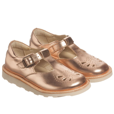 Young Soles Kids' Girls Rose Gold Leather Shoes In Pink