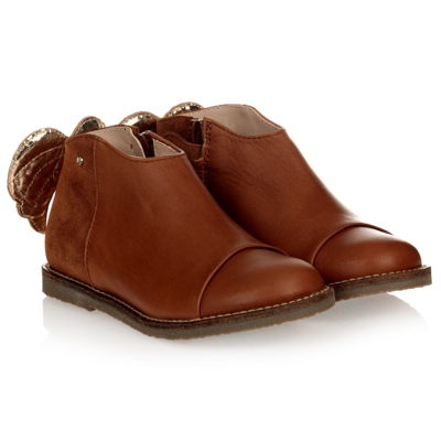 Manuela De Juan Babies'  Girls Brown Leather Boots